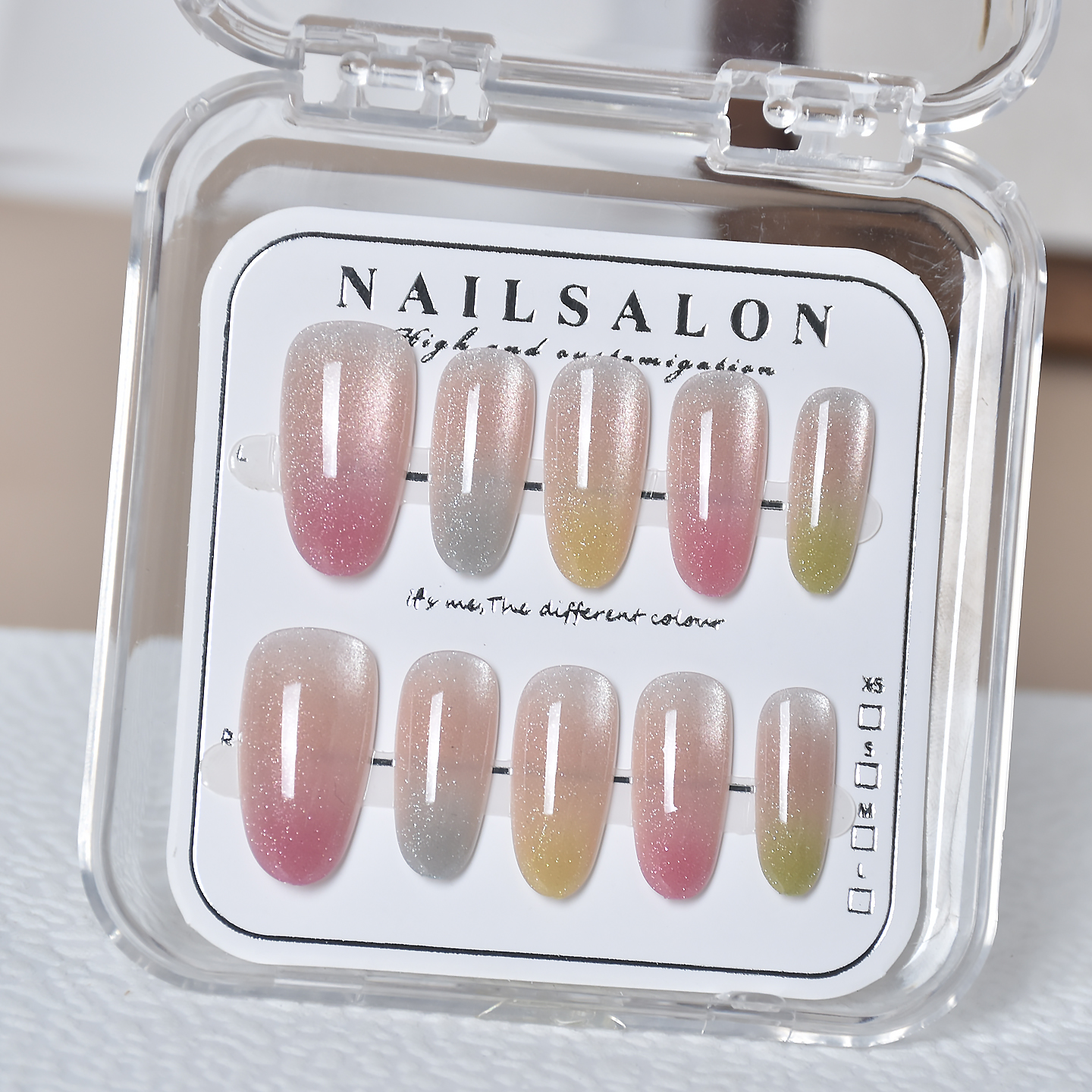 美甲穿戴甲中长款幻调猫眼糖果色多巴胺甲片指甲贴片简约百搭成品