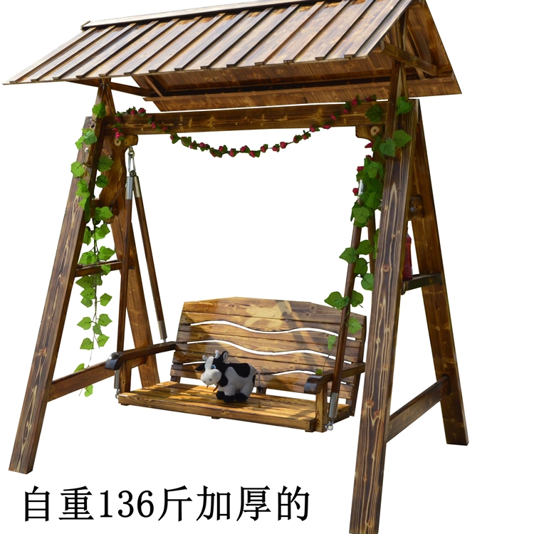 户外秋千实木摇椅木质摇篮防腐木荡秋千双人吊篮成人吊椅吊床家用