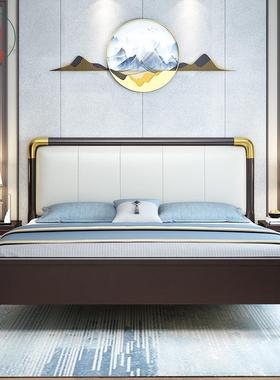 新中式实木床双人大床1米8现代简约主卧1米5中国风禅意高箱储物床