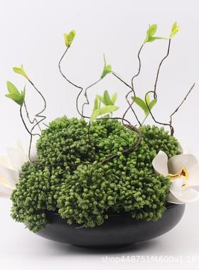 现代简约新中式仿真绿植花艺摆件样板房酒店大堂会客厅花艺装饰品