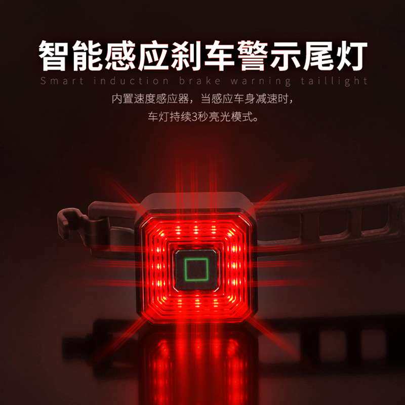 enlee自行车尾灯 刹车智能尾灯 充电LED 防水夜骑警示灯骑行装备
