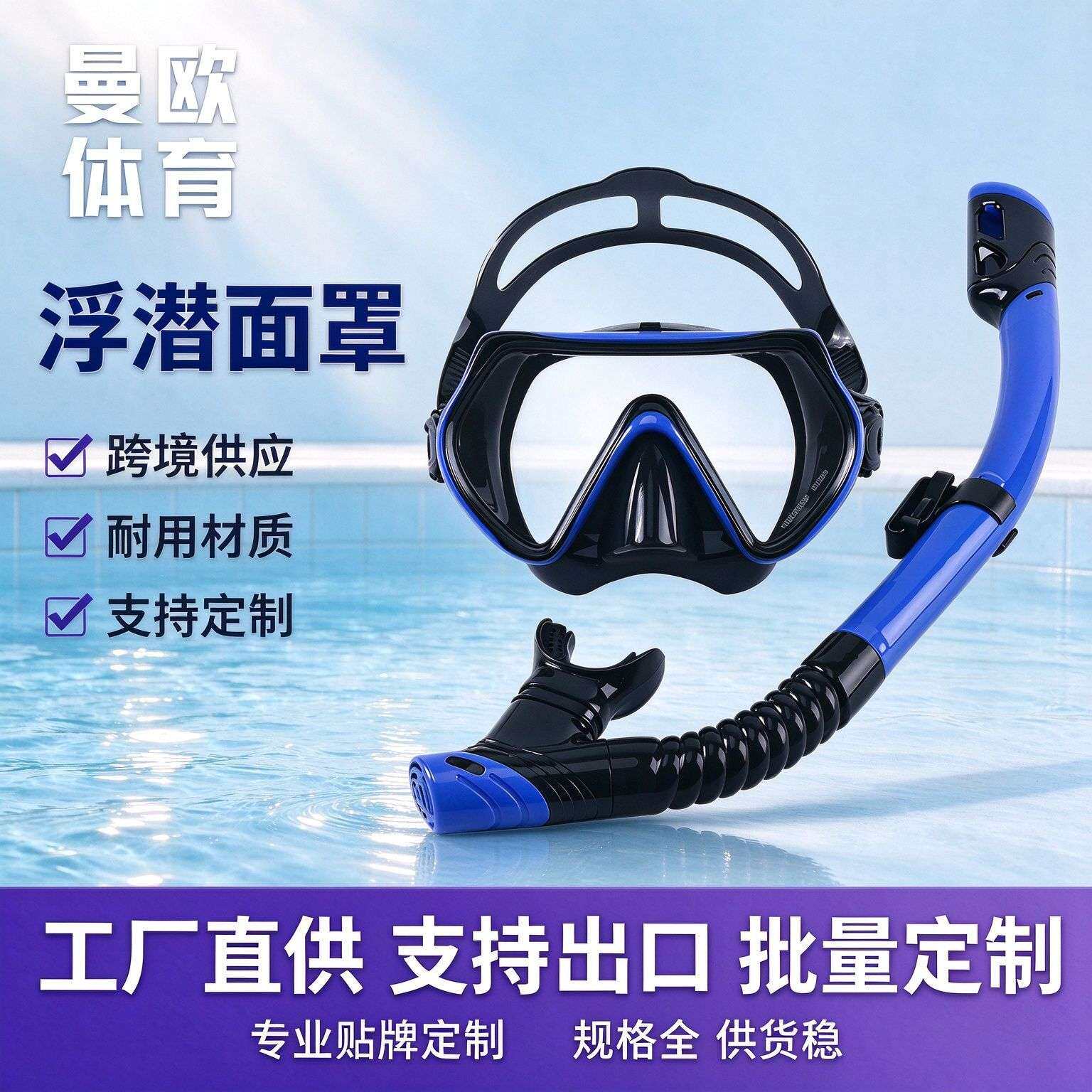 浮潜面罩全干式呼吸管套装成人浮潜装备防雾防呛水潜水镜专业潜水