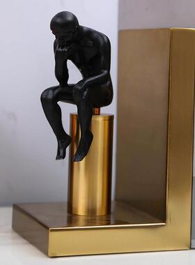 房代现简约样板房书沉思852545者书档件金属创意摆欧式抽象人物装