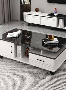 茶几桌子轻奢现代简约小FZP户型茶钢化玻璃茶几电视组合几柜家用