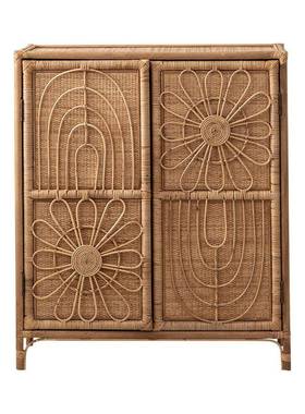 复4944古简柜约藤编储物家用小户型门民餐厅边实木宿轻奢玄关收纳