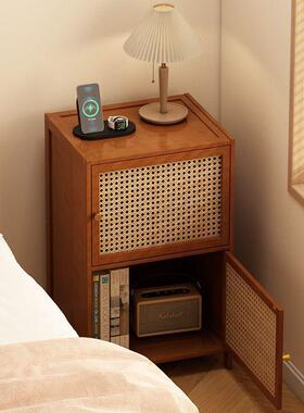 藤编床头柜简约收小型用纳柜子储物家柜置物架卧室简易物出/THDB-