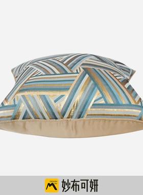 ll现沙发抱枕简约公代新板中式样房客厅办室蓝色几何图bbf35886案