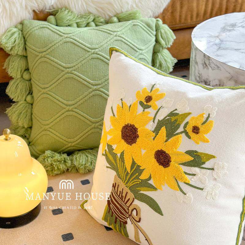 绿枕腰绣花向日葵复古抱枕套不含芯抱枕靠垫卧室装饰靠枕,玩具/童车/益智/积木/模型,垂直悬浮玩具,淘宝优惠券,粉丝福利购,淘宝优惠卷