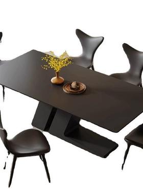 dd【1.1万人藏】收桌现代简约黑色岩e板餐椅组合家用MeT4HtPQ小户