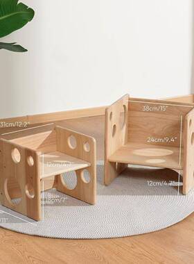 实儿童宝宝餐木桌奶椅儿童45531断桌椅套装教木质宝宝早桌带简易