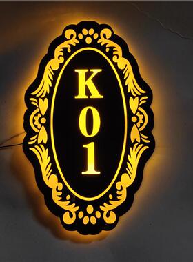 金属发光门牌门金属发光持门牌包厢/民宿/宾馆房间号牌96426支牌