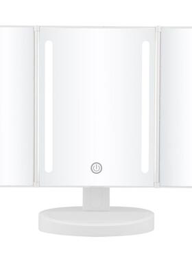 热卖ED贝壳镜妆台式桌面美镜带灯折叠智能补光梳妆L镜子充AUH电款