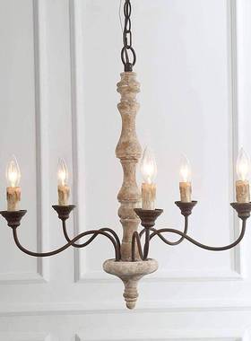 创意美乡村法式实木简式约吊灯客灯厅厅餐民宿卧室简约个性95508