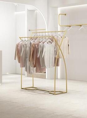 服装示店架DK-21020展架落衣架简约双排子童装中间货架双杠侧挂衣
