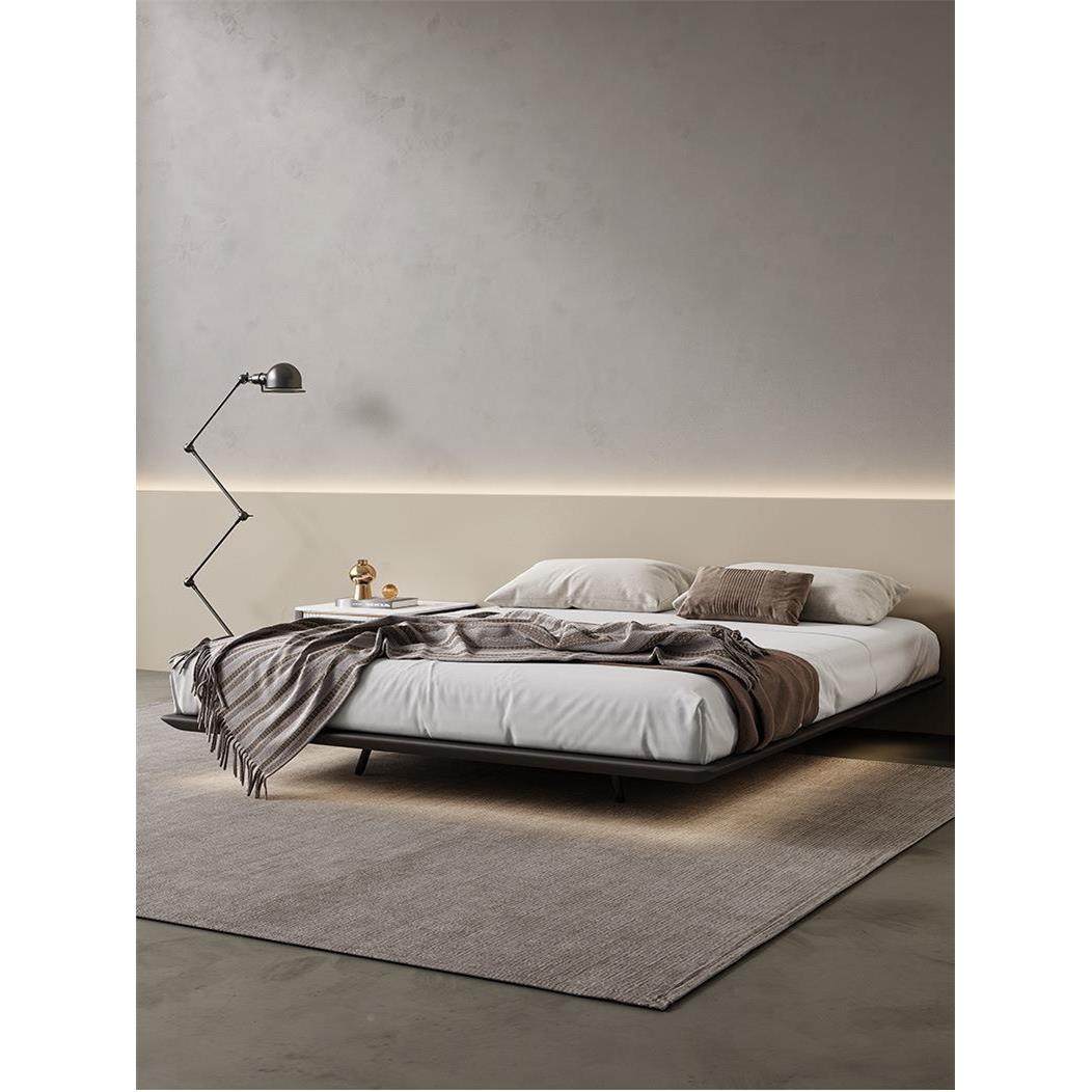 无床悬浮排床头人实木现代简约主卧意无头床A3式极简骨架无靠背床