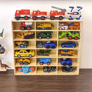 实木多美卡小汽车收纳柜墙上玩具置物架多层车模展示架1:64车收纳