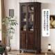 美式 801木展示 复古柜带玻璃家实门木两门书柜客厅黑用胡书桃KLSD