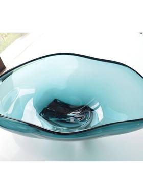 几琉璃大售水果盘蓝色摆件现代轻客厅样板间奢酒店楼NJI处茶桌面