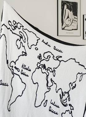 游沙世界轻奢20802环复古发装饰毛毯半边绒样板房毯子披肩腿盖毯