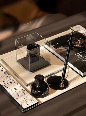 桌垫样板间展厅办公区软现代摆件装饰品极简橱柜书组合桌面书房墨