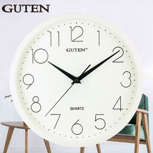 Guten挂钟金钟宝简约时尚 静音百搭客厅挂墙卧室高清玻璃镜面挂钟