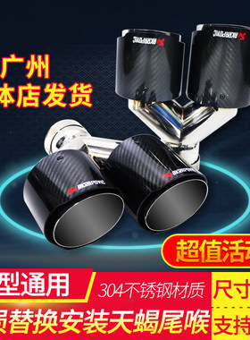 天蝎碳纤维尾喉汽车排气管声浪改装通用口径装饰双出斜纹Y型尾喉