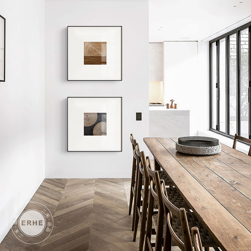 岁月的痕迹现代简约抽象线条客厅装饰画正方形挂画铝合金边框壁画