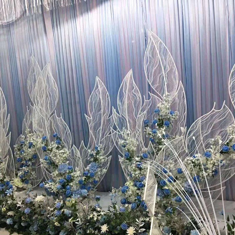 婚庆道具蕾丝羽毛路引摆件酒店舞台装饰铁艺背景屏风粘纱创意道具