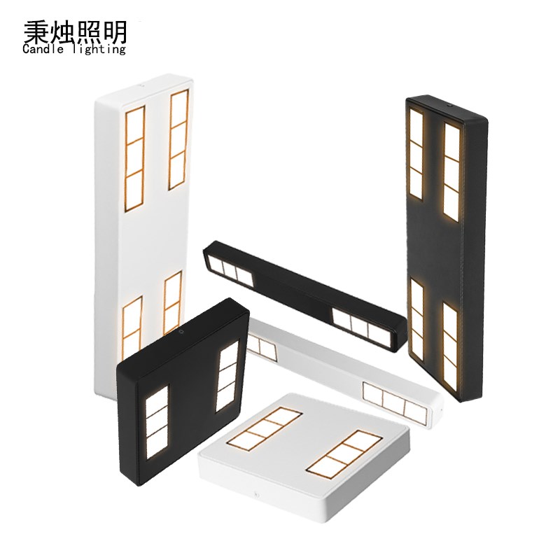 明装筒灯方形家用客厅led天花格栅灯无主灯超薄防眩散光吸顶射灯