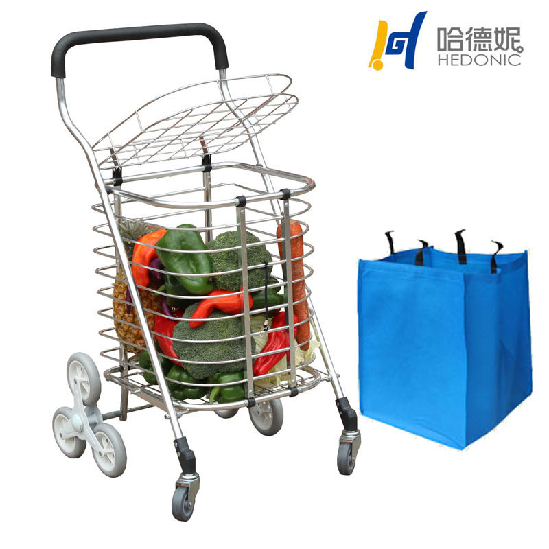 大号购物车买菜车 铝合金便携折叠手拉车拖车小推车带盖家用爬楼
