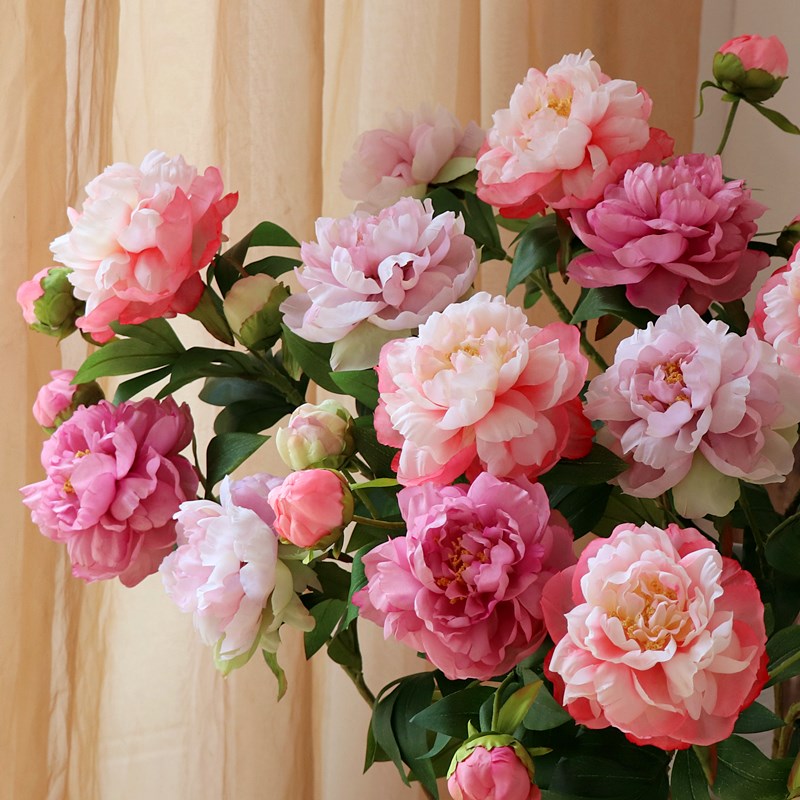 芍药牡丹仿真花束客厅餐厅国风中式装饰摆设花艺插花道具假花