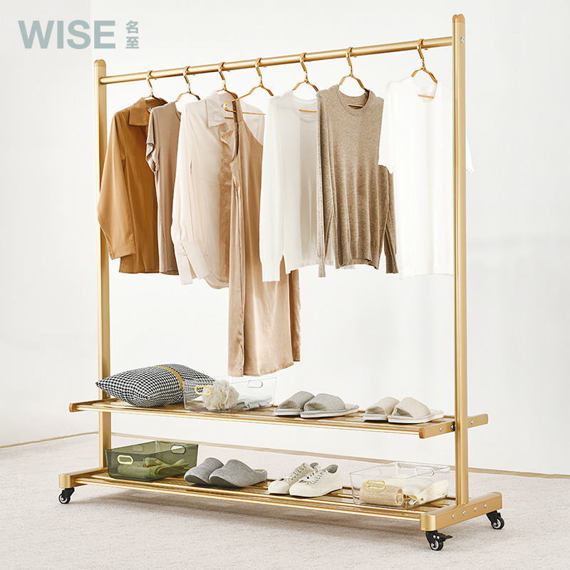 晾衣架落地卧室移动室内挂衣架小户型单杆式凉晒衣架简易家用阳台