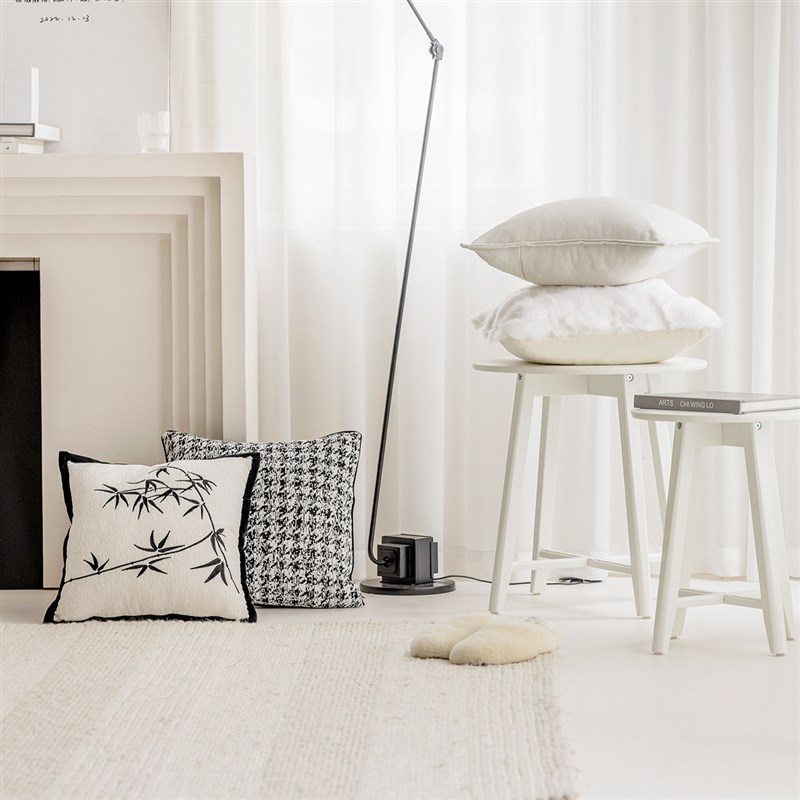 雪尼尔沙发抱枕现代简约国风靠枕客厅样板间飘窗床头靠垫靠包