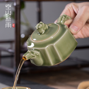 空山新雨功夫茶具手工茶壶单壶陶瓷家用大容量中式越窑仿古泡茶壶
