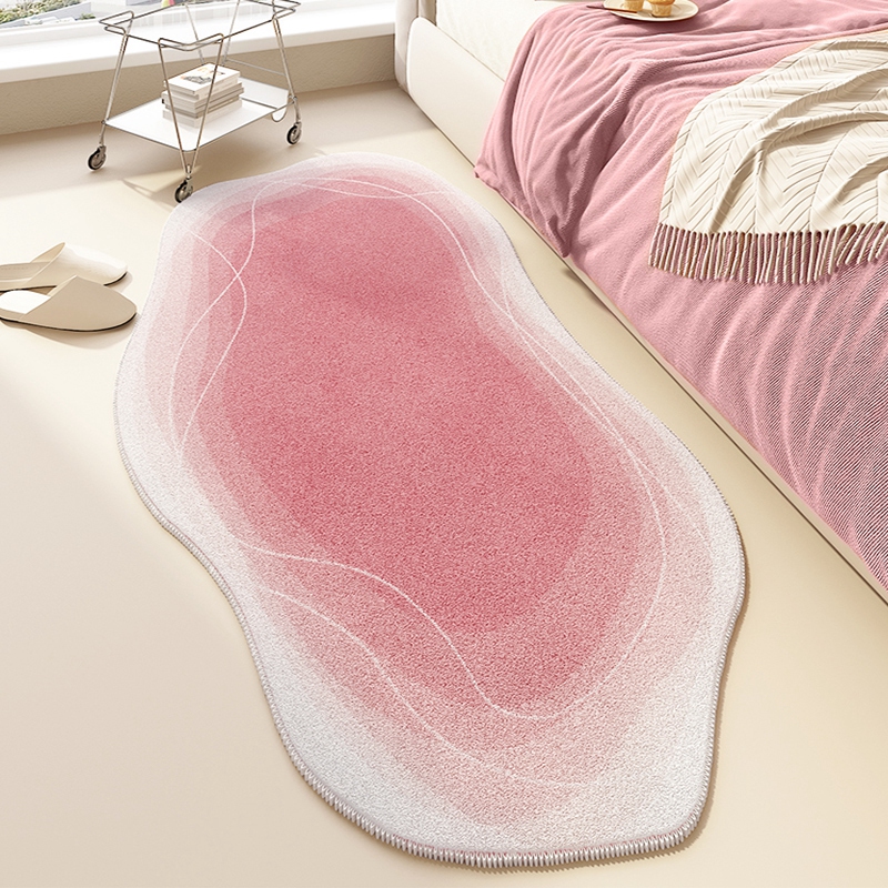 蓝色床边地毯卧室仿羊绒异形云朵撸猫感毛绒地垫高级感房间垫子