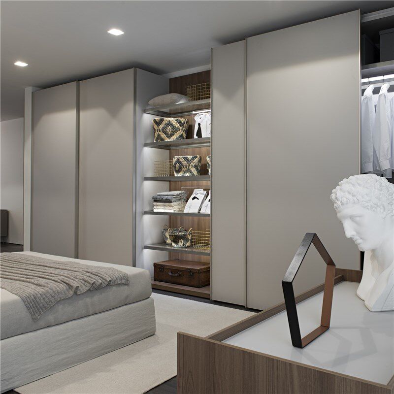 雅致摩登意式极简衣柜推拉门卧室整体移门大衣柜吊滑门板式大衣橱