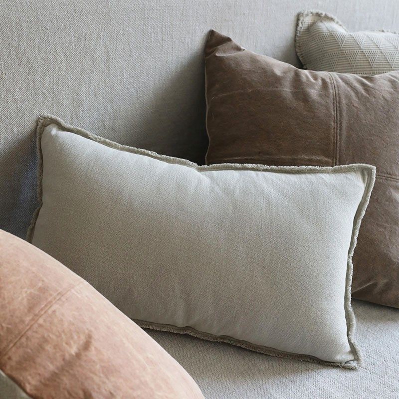 弋采现代简约格纹侘寂风沙发床棉麻腰枕方抱枕靠垫靠包靠背枕头套