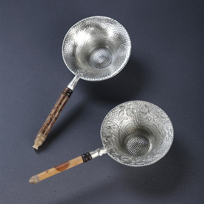 手工纯锡梅鹿竹红湘妃茶漏茶滤茶叶过滤网泡茶滤茶器茶壶茶道配件