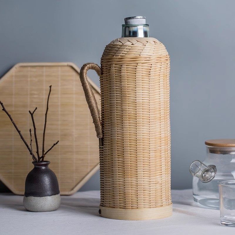 热水瓶竹编家用暖瓶传统复古茶壶手工编织开水瓶老式怀旧保温瓶壶