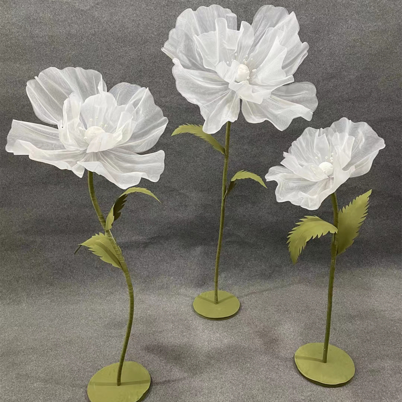 婚庆路引花真丝花丝网花成品仿真花婚礼场景橱窗布置装饰道具纱花