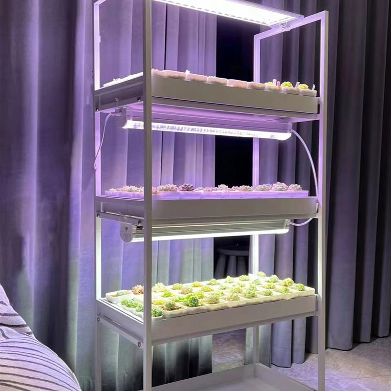 知三月精养花架小推车可移动浇水多肉补光灯小型花架小推车简约