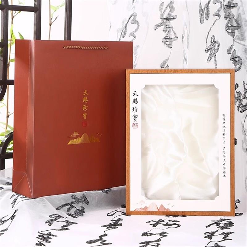 木纹天赐珍宝鱼胶展示盒开窗鱼胶包装盒花胶礼品盒鱼胶礼盒空盒子