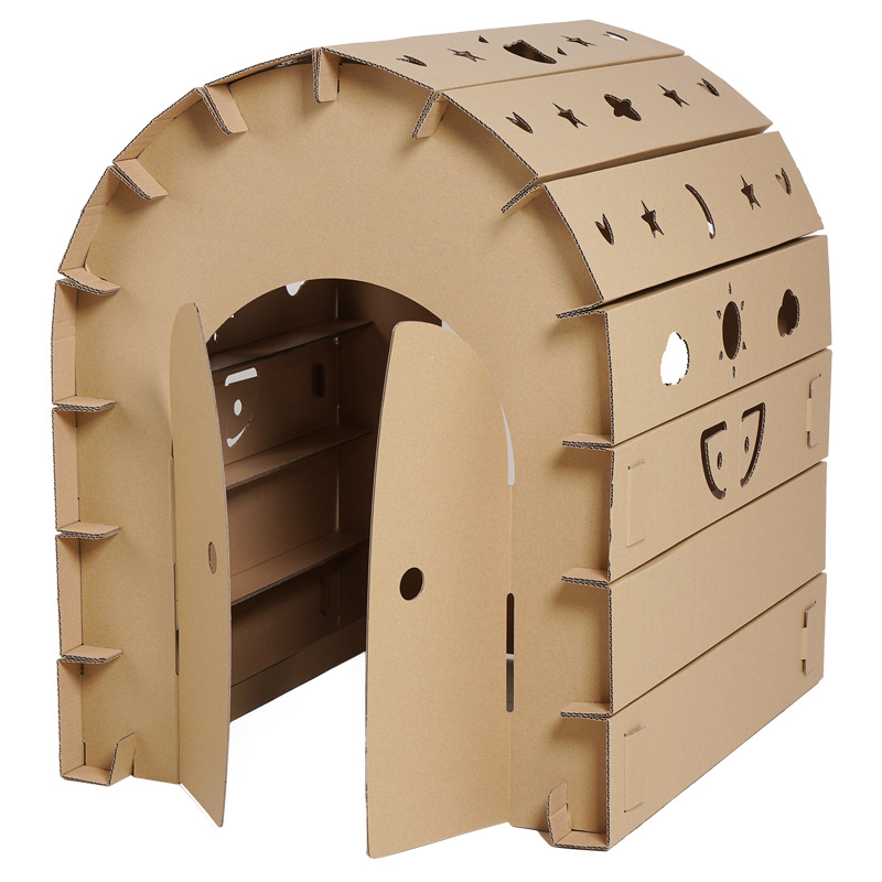 儿童纸板屋房子创意纸壳帐篷宝宝家城堡幼儿园手工diy大纸箱