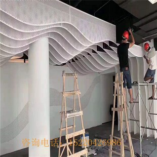 定制背景墙仿木纹造型方通吊顶弧形铝板焊接装饰条波浪异型铝方通