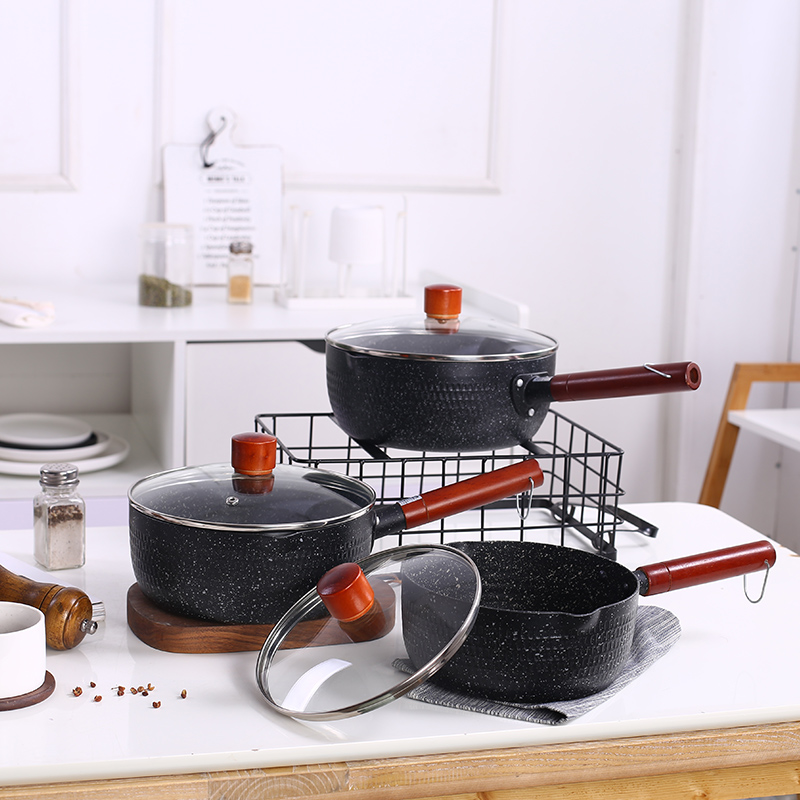 奶锅大容量超大不粘大号烧奶锅2cm麦饭石家用燃气单柄辅食锅20cm