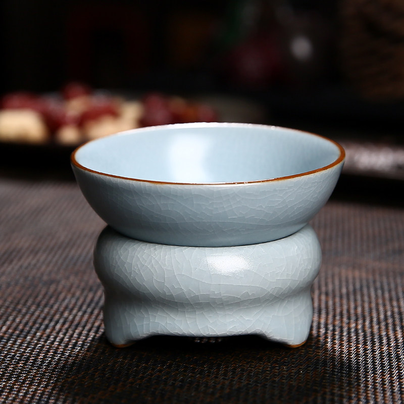 汝窑茶漏茶滤陶瓷茶叶过滤器茶隔功夫茶具漏斗泡茶配件纱布过滤网