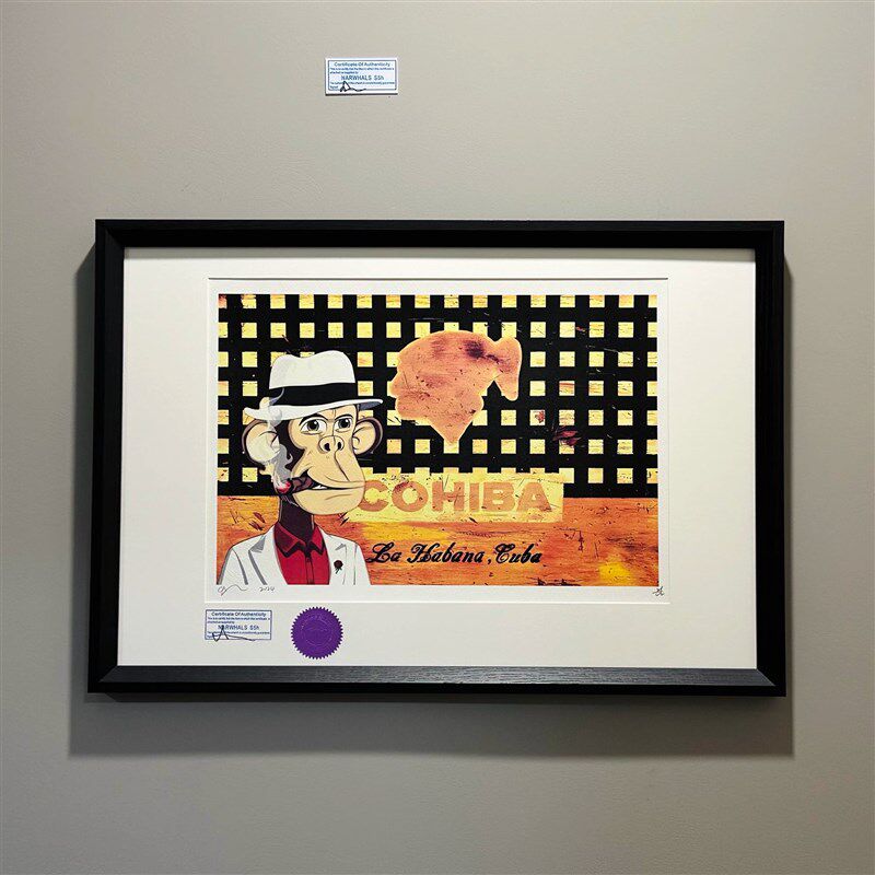 S5h限量版画 古巴雪茄高希霸Cohiba&无聊猿 餐厅装饰画 客厅挂画