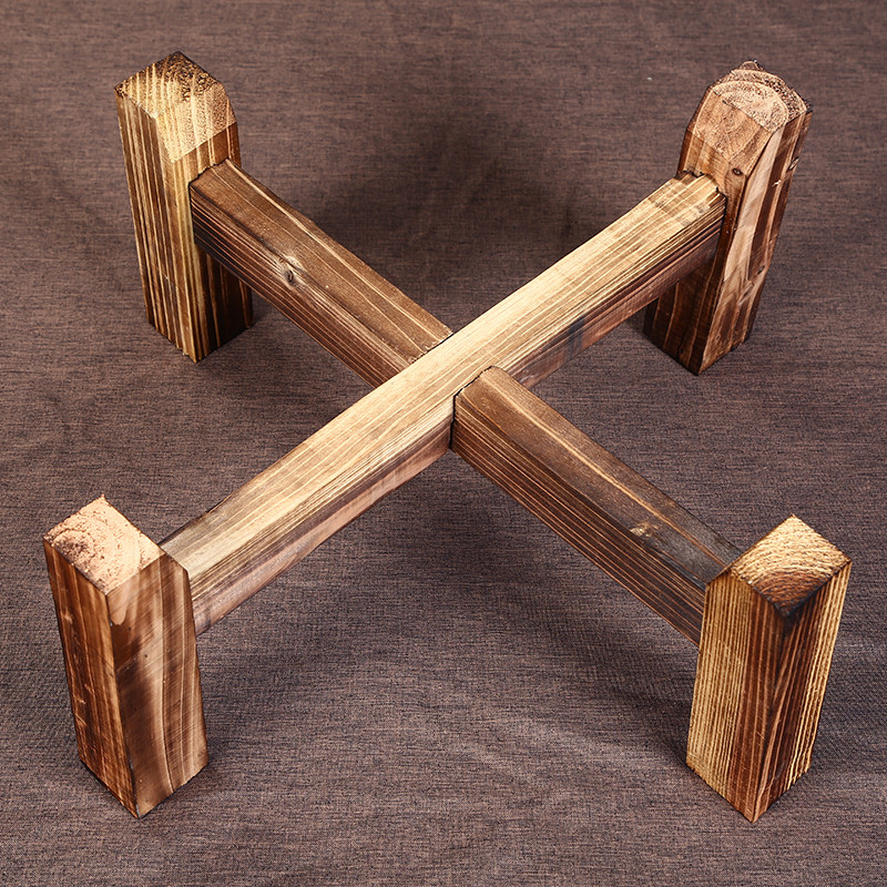 紫砂茶叶罐防潮木座底架水缸花盆鱼缸实木支撑架普洱大茶缸木架子