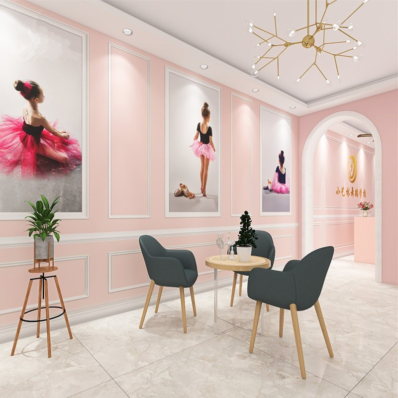 艺术石膏线芭蕾舞墙纸学校前台培训机构壁纸舞蹈房音乐教室背景墙