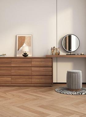 新中式实型木色梳妆台室简约现代19239斗柜一体卧化妆桌小户收转